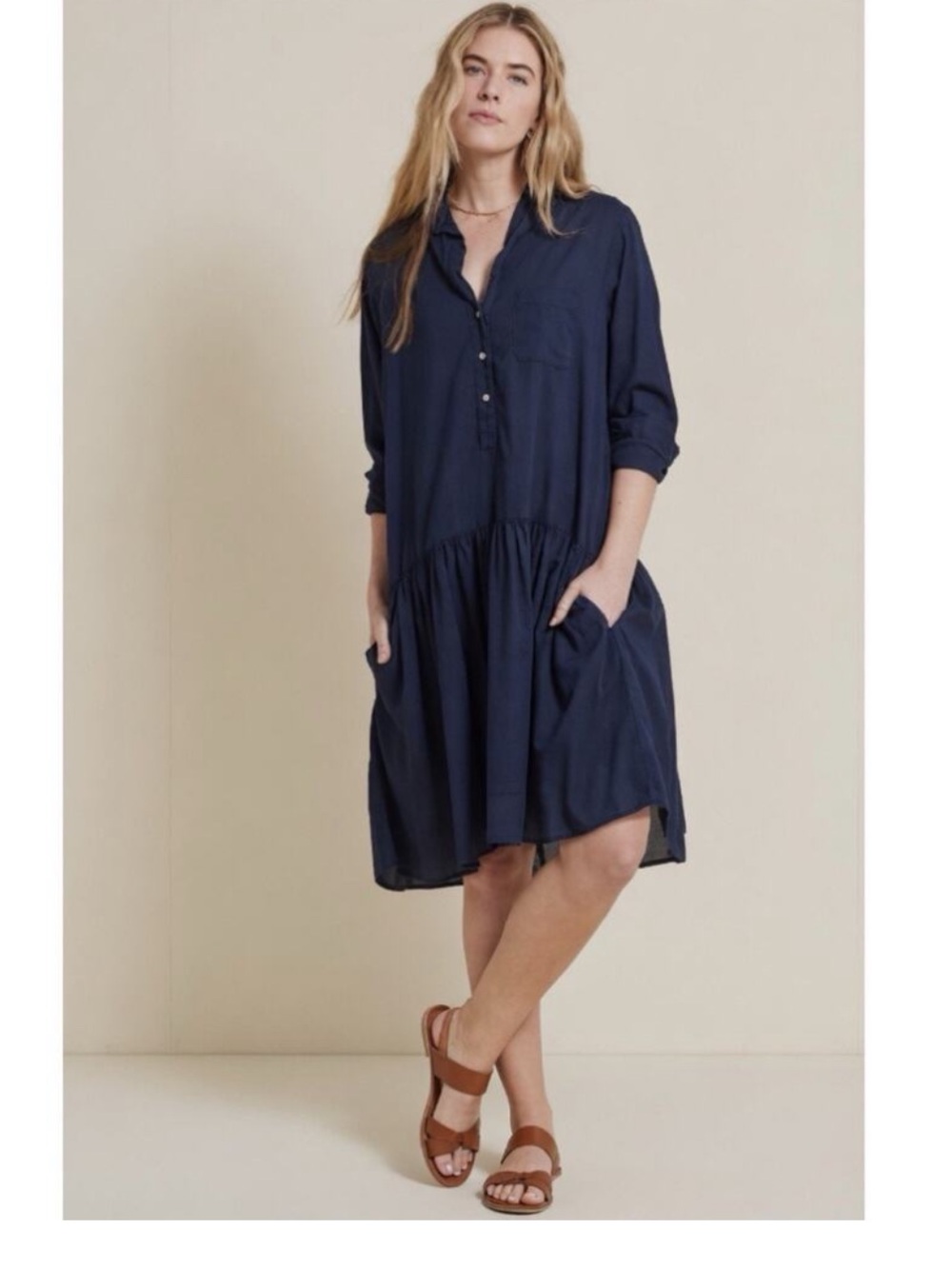 Grayson by Frank & Eileen Navy Long Sleeve Shirt Dress